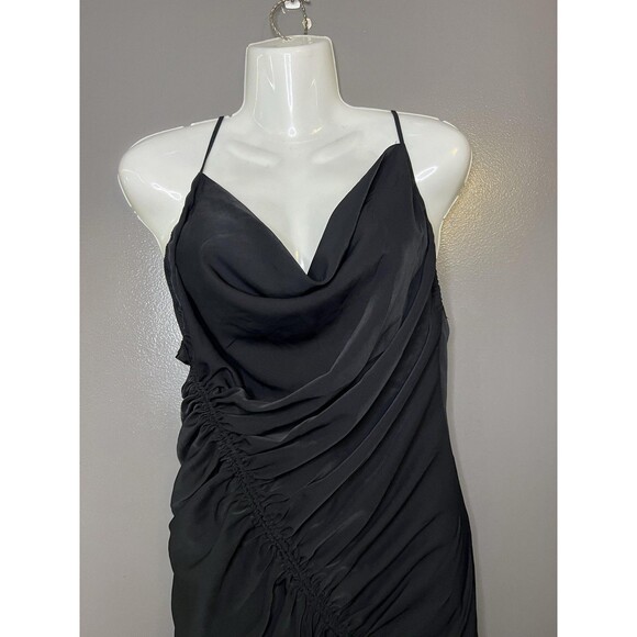 Abercrombie & Fitch Dresses & Skirts - Abercrombie & Fitch Dress Womens Medium Black Satin Ruched Cowl Slip Midi Party